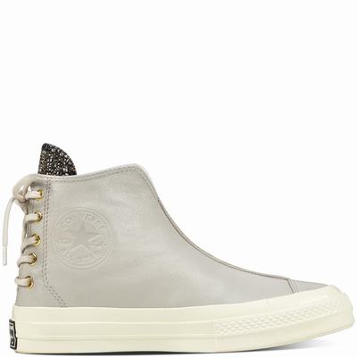Converse Chuck Taylor All Star '70 Leather And Shimmer Punk Boot High Tops Womens - Gray/White Shoes (988AYKCM)